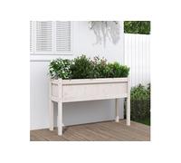 vidaXL Bac à plantes avec pieds – pin massif 110x31x70 cm Blanc