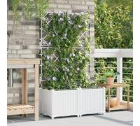 Jardinière de jardin vidaXL, lot de 2, blanche, 80 x 40 x 142 cm, en plastique