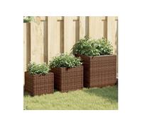 vidaXL Bac à plantes 3 pcs. Marron Poly Rattan