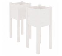 Jardinières d'extérieur - GAROSA - 2 pcs - Bois de pin massif - Blanc - 31x31x70 cm