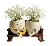 Jardinières en résine pour plantes plantes mignonnes souriantes plantes | Pot de fleurs d'intérieur en résine avec trou de drainage pour monstera, aloès, jardin, terrasse, rebord de fenêtre