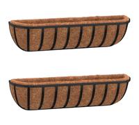 Jardinières murales 2 pcs en coco noir 61x19x16 cm acier