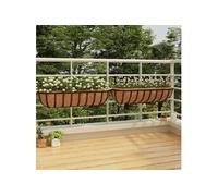 vidaXL Paniers à plantes muraux 2 pcs – Insert en coco, acier 91x20x23 cm – Noir