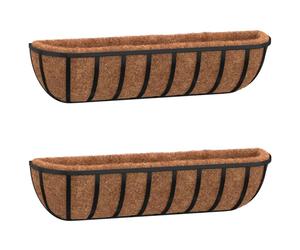 Jardinières murales 2 pcs en coco noir 91x20x23 cm acier