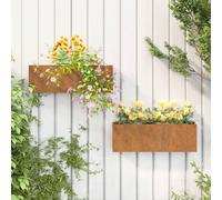 Jardinières murales 2 pcs Rouillé Acier corten 53x10x17 cm