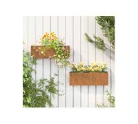 vidaXL Jardinières Murales 2 pcs, Lits Surélevé, Bacs à Fleurs, Pots de Plantes, Boîtes à Fleurs Jardin Patio Terrasse, Rouillé Acier Corten 53x10x17 cm