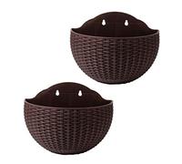 Jardinières murales d'extérieur | Jardinières murales 2 pièces 8, 3*6, 5*3, 7 pouces extérieur imitation rotin clôture en plastique demi-cercle pots de plantes suspendus pour balcon clôture décor café