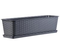 Jardinières pour balcon - Jardinières suspendues pour balcon - En plastique, 60 cm - Avec support pour balustrade - Pour fleurs et plantes vertes - Gris anthracite