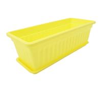 Jardinières Rectangulaires 2 Pièces en Plastique Jaune avec Soucoupe | Balcon et Patio, Plantation de Légumes et Fleurs, Usage Extérieur, Format Rectangulaire