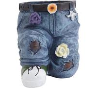 Jardinières rétro en plastique au look « jean », compositions florales personnalisées pour la pelouse et accessoires de jardin