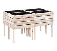 Outsunny Jardinières sur pieds - Lot de 4 - 50x30x60cm - Bois sapin naturel - Inserts d'irrigation