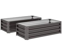 Jardinières surélevées en métal, lot de 2 | Couleur : Gris | Dimensions : 50 x 110 x 30 cm