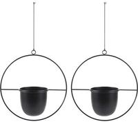 Jardinières suspendues, lot de 2 paniers suspendus en métal, pot de fleurs suspendu noir, pot de fleurs minimaliste pour l'intérieur et l'extérieur, décoration pour la maison ou le bureau