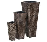 vidaXL Bac à fleurs 3 pcs. Jacinthe d'eau Marron foncé