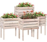 Jardiniššres sur Pieds carršŠs potagers - Lot de 4 jardiniššres sur Pied modulables - dim. 50L x 30l x 60H cm - Inserts d'irrigation Film Protecteur - Bois Sapin Naturel