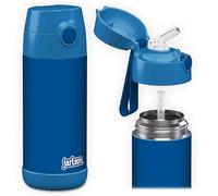 Jarlson® Gourde Enfant CHARLI [350ml] Bouteille Isotherme Anti Fuite avec Paille pour Garçons & Filles - Sans BPA & Phthalates - Gourde Inox pour École, Maternelle & Sport (Bleu)