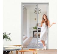 jarolift 3 in 1 Zanzara Store moustiquaire de porte coulissant - Moustiquaire coulissante pour portes, cadre en aluminium: 125 x 220 cm (larg x H), Argent