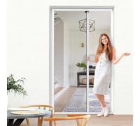 jarolift 3 in 1 Zanzara Store moustiquaire de porte coulissant - Moustiquaire coulissante pour portes, cadre en aluminium: 140 x 240 cm (larg x H), Blanc
