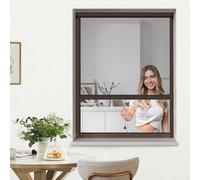 jarolift 4 en 1 Zanzara Moustiquaire Enroulable Pour fenêtres, Cadre En Aluminium, Toile En Fibre De Verre Robuste, 130 x 160 cm (larg x H), Marron