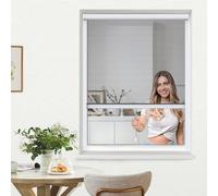 jarolift 4 en 1 Zanzara Moustiquaire Enroulable Pour fenêtres, Cadre En Aluminium, Toile En Fibre De Verre Robuste, 130 x 160 cm (larg x H), Blanc