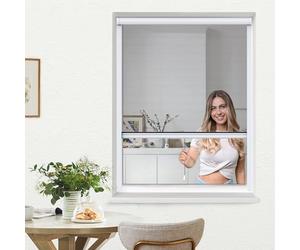 jarolift 4 en 1 Zanzara Moustiquaire Enroulable Pour fenêtres, Cadre En Aluminium, Toile En Fibre De Verre Robuste, 130 x 160 cm (larg x H), Blanc