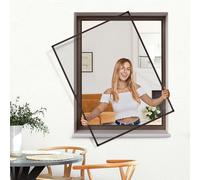 jarolift Moustiquaire De Fenêtre Profi Line, Moustiquaire À Cadre Tendu En Aluminium, Individuellement Découpable, 70cm x 150cm, Couleur Du Cadre: Marron