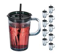 Jarre paille Verre lot 10 Gobelet couvercle paille Mug verre paille