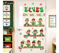 JarThenaAMCS Décorations de porte de salle de lfe de Noël | Tableau d'affichage Elves on The Shelf - Découpe flocon de neige - Tableau noir mural pour Noël - Pour l'école et les