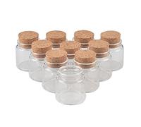 Jarvials 24pcs Bouteille en Verre Transparent avec Bouchon Liège Bocaux en Verre, capacité 50 ML, diamètre extérieur 47 mm (24, 50ml)
