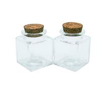 Jarvials 6pcs Transparent Fiole en Verre Vide avec Liège, Transparent Carré Mini Bocaux en Verre, Adapté pour Le Mariage Souhaitant en Bouteille (6,50ml)