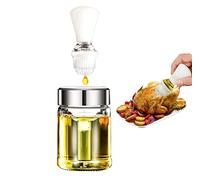 JasCherry 150 ml Bouteille D'huile en Verre avec Brosse en Silicone, Brosse pour Barbecue, Brosse à Bouteille D'huile de Type Squeeze avec Lignes D'échelle pour Cuisine, Pâtisserie, Barbecue