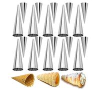 JasCherry 20 Pièces Moules & Cornets Crème à Pâtisserie en Acier Inoxydable - Taille Petite & Grande Cône Spirale pour Cuisine Cannoli, Croissant, Crème Glacée