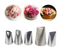 JasCherry 5 Pièces Grande Douilles Fleur à pâtisserie en Acier Inoxydable pour Décoration de Gâteaux - Réutilisables Grosse Large Taille Rose Douille Patisserie pour Tarte et Cupcakes #B