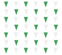 JASFLY 30m Fanions 60 Drapeaux Banderole Réutilisable Guirlande Fanions pour Anniversaire, Mariage, Extérieur, Activité Intérieure, Décoration de Fête (Vert/blanc)