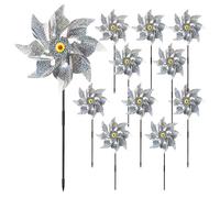 JASFLY Lot de 10 moulins à Vent pour Jardin, Balcon, répulsif Anti-Oiseaux, réfléchissant, pour décoration de Jardin, Jardin, verger, Cour