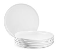 Jassceram Lot de 6 grandes assiettes rondes en céramique de 27 cm pour salade, dessert, pâtes, passent au lave-vaisselle, au micro-ondes et au four, blanc, Shallow Plates 10.5