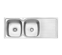 JASSFERRY Évier de cuisine Cuve double, Acier Inoxydable, Égouttoir réversible, avec crépine