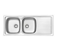 JASSFERRY Évier de cuisine encastrable en acier inoxydable 2 bacs avec égouttoir réversible 1200 x 500 mm