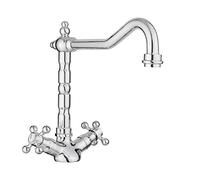 JASSFERRY Mitigeur d'évier de cuisine monobloc style vintage avec bec pivotant, flexible et traditionnel français, chromé poli
