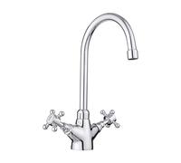 JASSFERRY Robinet mitigeur monobloc à col de cygne avec deux poignées croisées et bec pivotant Chromé