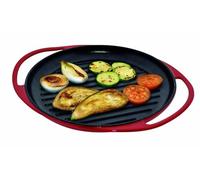 Jata Gr25 Fer à rôtir Grill Fonte Surface Rayée Convient pour Tous Types de cuisinières y Compris Induction, Convient au Four, Diamètre 25 cm, Rouge