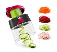 JATA HOGAR HMAQ4508 - Coupe-légumes, spiraliseur de légumes, râpe à légumes, spaghettis courgettes machine manuelle, 4 lames en acier inoxydable, différentes coupes, pâte végétale