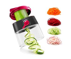 JATA HOGAR HMAQ4508 - Coupe-légumes, spiraliseur de légumes, râpe à légumes, spaghettis courgettes machine manuelle, 4 lames en acier inoxydable, différentes coupes, pâte végétale