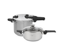 JATA HOGAR HOLL2547 - Autocuiseur Express 4L + 7L en acier inoxydable SUS304, induction, 2 niveaux de pression, triple système de sécurité, couvercle en verre, fond diffuseur