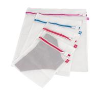 Jata Hogar HPLA5210-4 Lot de 4 sacs à linge (2 petits, 1 moyens, 1 grand, pour laver les vêtements, fermeture éclair, protège le linge, polyester).