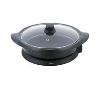 Jata PE640 Poêle à paella électrique de 34 cm de diamètre et 7,5 cm de profondeur. Couvercle en verre avec valve de sortie de vapeur. Répartition de la chaleur uniformément sur toute la surface.