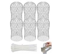 JAUBCN Crapaudine de Gouttière Anti-Feuilles (6 Pcs, Rond Maillé) avec 10 Attaches | Filtre Grille Gouttière Anti-Obstruction pour Descente Eaux Pluviales & Montage