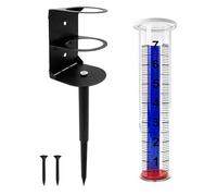 Jauge avec support en métal pour une utilisation courante dans la cour et | Support en métal avec deux supports circulaires, collecte de pluie non électronique, lectures simples pour la routine