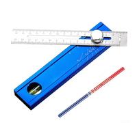 Jauge d'angle de précision réglable pour travaux de charpentier - Règle multifonction avec butée 16,7 cm (avec stylo)