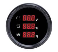 Jauge de Niveau D'eau des Eaux Usées, Tension Numérique 52mm, Rétro-éclairage Rouge, Connexion Sécurisée pour Bateau, Yacht, Camping-car (Cadran noir Lunette noire)